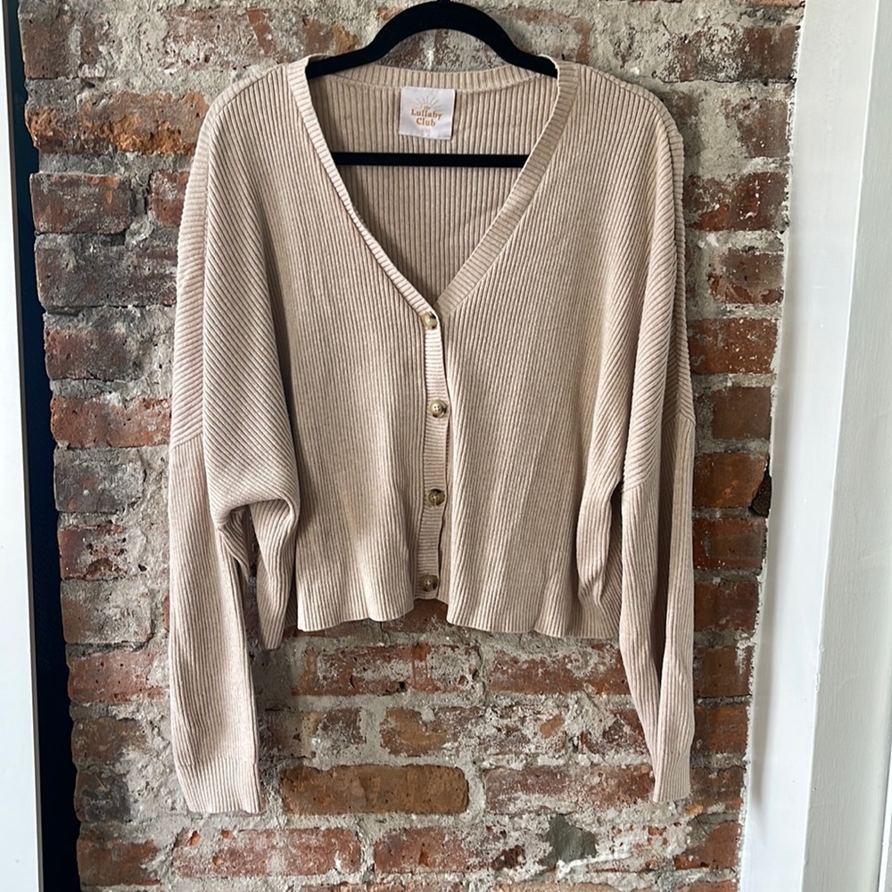 The Lullaby Club knit beige cardigan